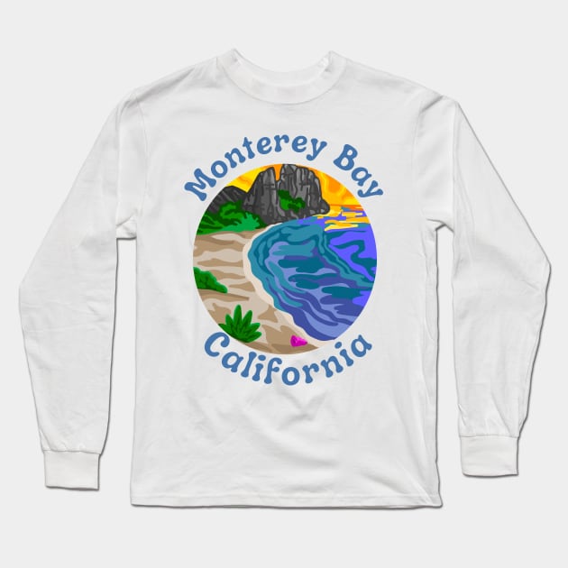 Monterey Bay California Long Sleeve T-Shirt by Slightly Unhinged